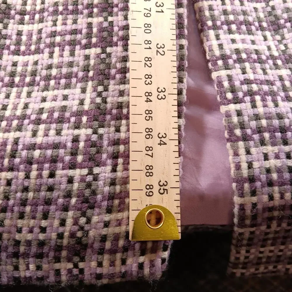 Y2K Purple Plaid Statement Collar Coat – Focus 2000- Women’s Size 8 - Picture 10 of 14
